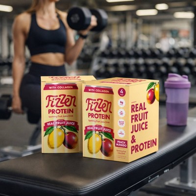 Fizzen Peach Mango Protein Sparkling Fruit Juice - 12 fl oz/4pk
