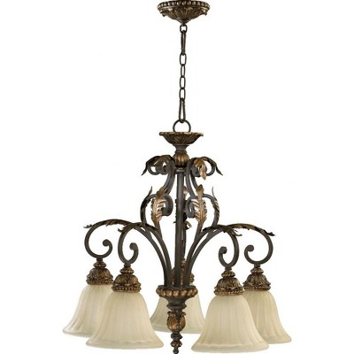 Quorum Lighting Rio Salado 5-Light Nook Pendant, Toasted Sienna/Mystic Silver, 28W x 26H, Incandescent, Damp Rated