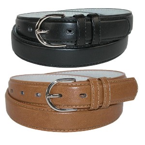 CTM Women's Leather 1 1/8 Inch Dress Belt (Pack of 2 Colors) - 1 of 4