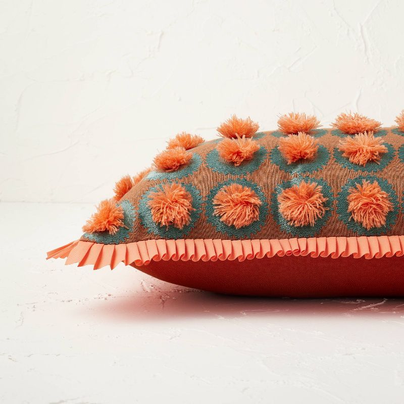 Oblong Jungalow Fringe Pom Decorative Throw Pillow Orange Coral - Opalhouse&#8482; designed with Jungalow&#8482;, 4 of 6