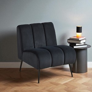 Mshliw 24.4" Set of 1 Velvet Armless Accent Chair with Metal Legs, Modern Upholstered Lounge Side Chair for Bedroom, Living Room, or Office - 1 of 4