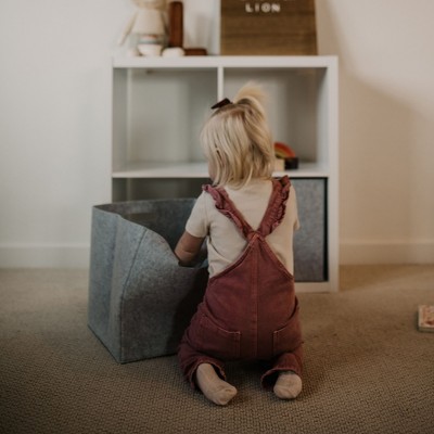 Oatmeal Felt Open Top Storage Cube Bin
