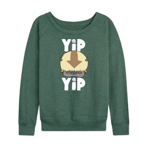 Women's - Avatar: The Last Airbender - Cute Appa Yip Yip Lightweight French Terry Wide Neck Long Sleeve Shirt - 1 of 4
