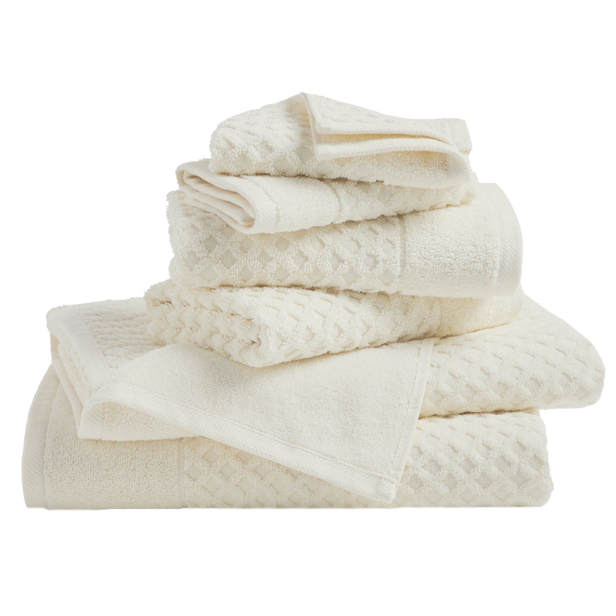 Cotton Quick-Dry Waffle Textured Towels - Great Bay Home (6 Piece Set, Ivory)