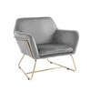 Velvet Accent Chair with Full Foam Seat and Metal Base for Living Room - 2 of 4