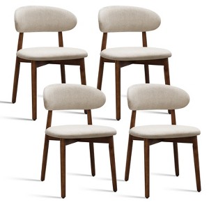 TOBILI Warm Grey Flannelette Upholstered Dining Chair with Walnut Solid Wood Legs,Armless Chair Set of 4 for Kitchen,Restaurant,Living,Meeting Room - 1 of 4