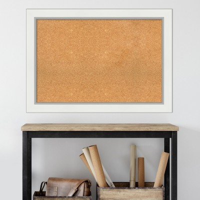 Eva White Gold Framed Natural Cork Bulletin Board