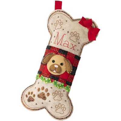 Santa's Black Bear Christmas Stocking - Felt Applique Kit