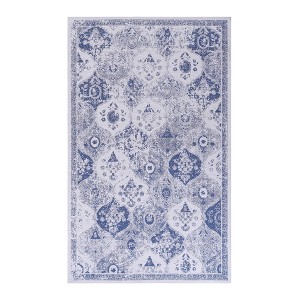 ChicFurnit Rug Indoor Machine Washable Non Slip Stain Resistant for Stylish Living Spaces, Blue, 24.8"*15"*8.3" - 1 of 4