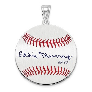 Black Bow Jewelry Sterling Silver Eddie Murray Signature MD Enamel Baseball Pendant - 1 of 4