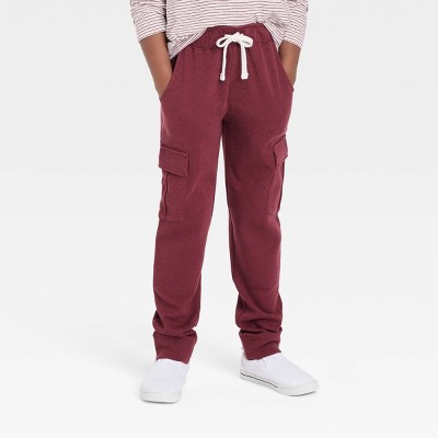 burgundy cargo joggers