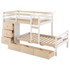 PAGED Twin over Twin Loft and Bunk Bed with Drawers and Ladder, Open Shelves, Guardrail and Ladder for Bedroom, Pine, Gray - 4 of 4