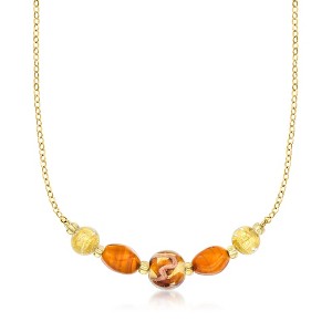 Ross-Simons Italian Brown and Orange Murano Glass Bead Necklace in 18kt Gold Over Sterling Size 18 - 1 of 4