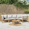 vidaXL Bamboo 6 Piece Patio Lounge Set with Comfortable Light Gray Cushions, Strong Outdoor Seating Arrangement with Robust Table - Easy to Assemble - 2 of 4