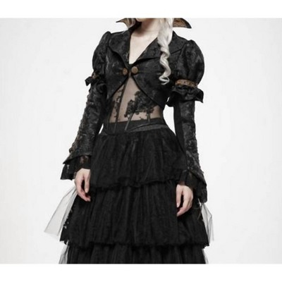 Women's Steampunk Lace Up Puff Sleeve Short Coat - Punk Rave
