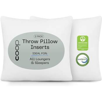 Coop Home Goods - Set of 2 Decorative Throw Pillows Inserts, Memory Foam Fill, Machine Washable, Perfect For Sofa, Bed, Living Room, Bedroom