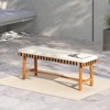 Tangkula 2PCS Outdoor Acacia Wood Bench with Cushion Breathable Rope Seat Patio Dining Bench for Entryway Garden Poolside Balcony - 2 of 4