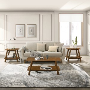 Roundhill Furniture Metz Mid-Century Modern Wood Shelf 3-Piece Coffee Table Set, Walnut Finish - 1 of 1