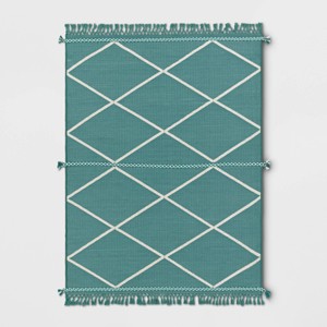 Woven Tapestry with Braid Outdoor Rug - Threshold™ - 1 of 4