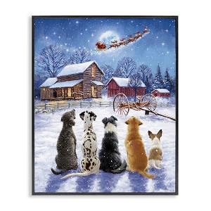 Stupell Industries Snowy Farm Dogs Black Framed Giclee Art - 1 of 4