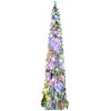 YOOCOZZ Christmas Decor-7ft Prelit Pencil Artificial Xmas Tree with 534 Snow Flocked Branches, 350 Warm White or Colorful LED Lights, Downswept Shape - 2 of 4