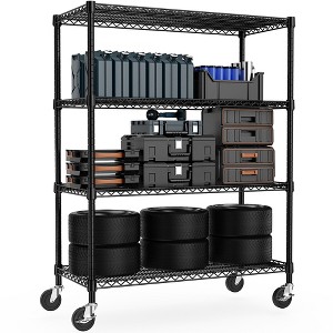 BABYYER 5 Tier Storage Shelves, Industrial Metal Shelving Units, Adjustable Garage Shelving Rack, 2200 LBS Capacity with Wheels for Warehouse - 1 of 4