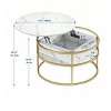 2 Tier Round Lift Top Coffee Table With Hidden Storage Compartment Home For Office Living Room Modern White - 2 of 4