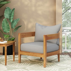 Christopher Knight Home Brooklyn Outdoor Acacia Wood Club Chair with Cushions - 1 of 4
