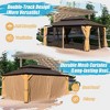 Cedar Wood Gazebo, Solid Wood Hardtop Gazebo with Galvanized Steel Double Roof, Netting & Curtains, for Patio, Backyard, Deck, Lawns - 2 of 4
