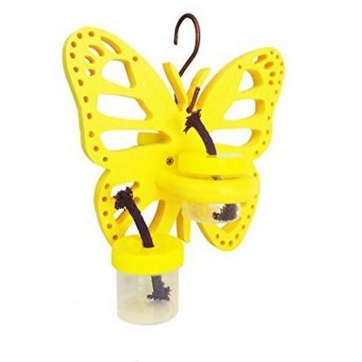JCs Wildlife Double Nectar DOTS Hanging Butterfly Nectar Feeder - Bright Yellow Color - Made in the USA