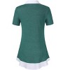 Women's Short Sleeve V-Neck Contrast Collared Shirts Patchwork Work Blouse Tunics Tops - 3 of 4