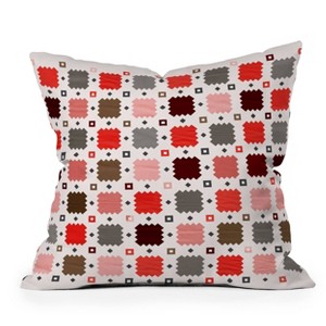 Showmemars Christmas Quilt Pattern Square Throw Pillow Red/Pink - Deny Designs - 1 of 4