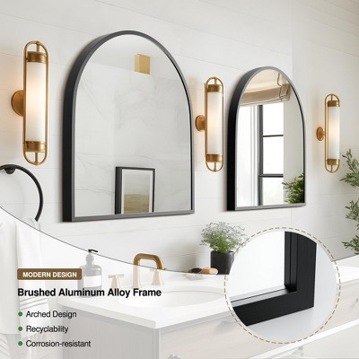 Aluminum Straight Arch Mirror - Black 75x70cm