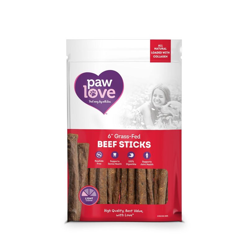 Paw Love Collagen Beef Stick Dog Treats - 12.89oz/20ct, 1 of 5