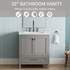 Whisen 30” Freestanding Bathroom Vanity with Marble Top, Ceramic Sink, Two Soft-Close Doors and Drawer, No Installation Required - 3 of 4