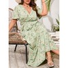 YESFASHION Women Plus Size Wrap Dress High Waist Short Sleeve Ruffle Casual Summer Maxi Dresses with Belt - 3 of 4
