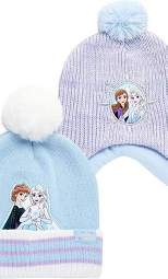 Disney Frozen Girls Winter Hat – 2 Pack Pom Pom Beanie, Little Girls Ages 4-7