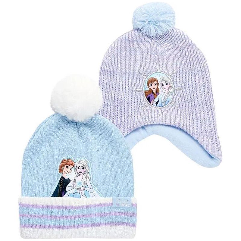Disney Frozen Girls Winter Hat – 2 Pack Pom Pom Beanie, Little Girls Ages 4-7, 1 of 6