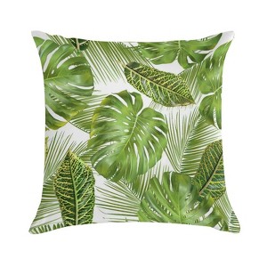 Jungle Palm Leaves Pillow Covers 18x18 Decorative Throw Pillows Soft Square Cushion Covers for Couch Sofa Bedroom - 1 of 1