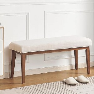 Upholstered Bench for Bedroom End of Bed,Entryway Bench for Living Room,Dining Bench with Padded Seat and Solid Wood Leg for Kitchen Bedroom - 1 of 4