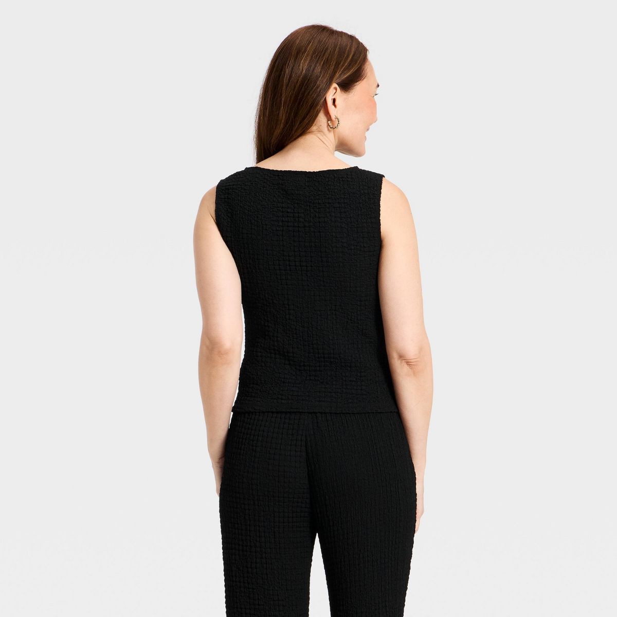 Women's Boat Neck Textured Tank Top - A New Day™ - thumbnail 2