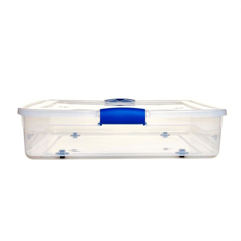 Homz 56 Quart Underbed Secure Latching Clear Plastic Storage Container Bin with Lid and Easy Glide Wheels for Home and Office Organization, 4 of 7