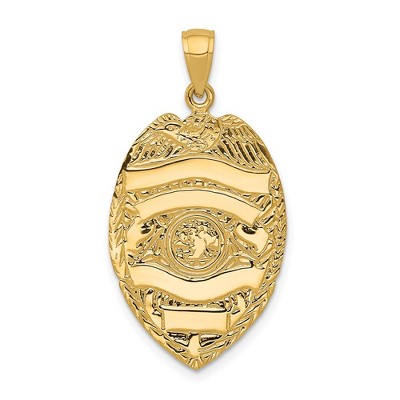Black Bow Jewelry 14k Yellow Gold Large Badge Pendant