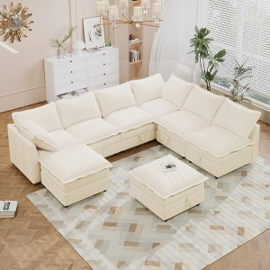 Christopher Knight Home Thea 8 Piece Versatile Modular Sofa Bed with Storage and Faux Double-Layer Cushions - 1 of 4