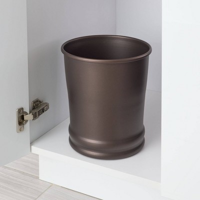 Olivia Round Bronze Metal Wastebasket for Bathroom