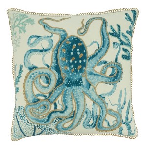 Saro Lifestyle Octopus Throw Pillow with Down Filling, 20", Blue - 1 of 4