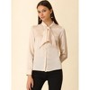 INSPIRE CHIC Women's Button Down Shirt Tie Neck Satin Business Casual Blouse - 3 of 4