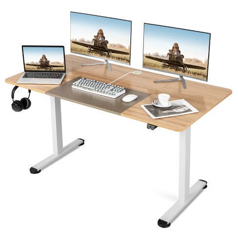 Costway Electric Height Adjustable Standing Desk, Sit To Stand Computer  Workstation Home Office Desk Natural : Target