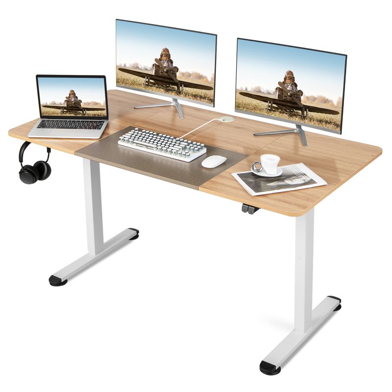 Costway Electric Height Adjustable Standing Desk, Sit to Stand Computer Workstation Home Office Desk, 1 of 11