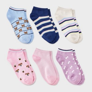 Girls' 6pk Puppy No Show Socks - Cat & Jack™ - 1 of 3